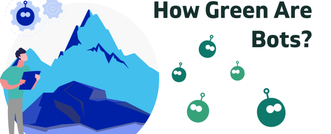 Sustainability, man with green bots