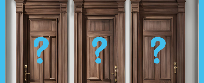 Which AI is right for your firm? Three doors next to each other with question marks on