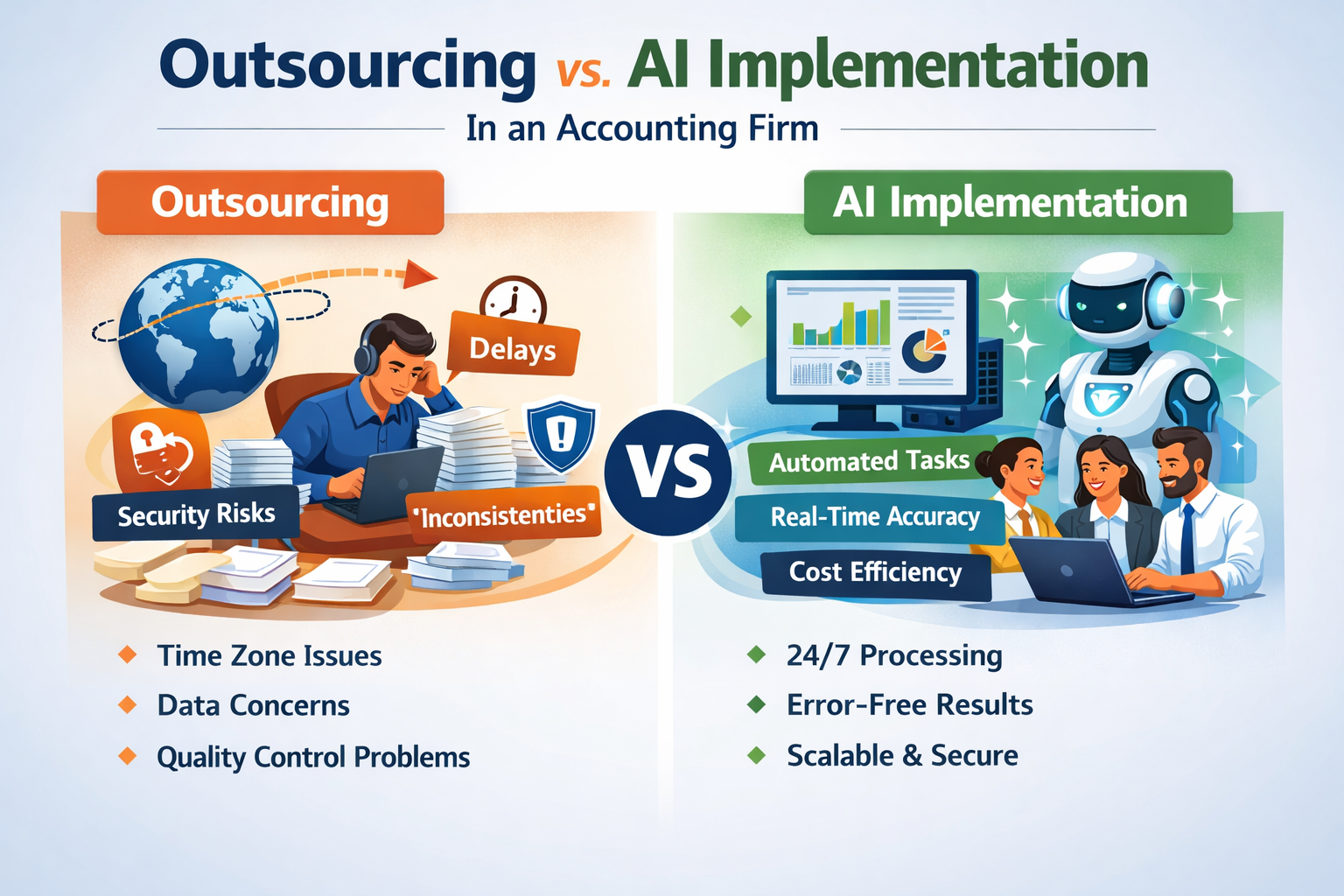 outsourcing vs automation shown in a diagram