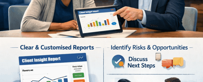 your clients deserve your time. A graphic of accountants with their clients